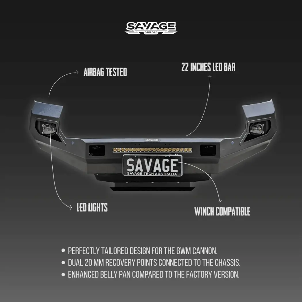 GWM CANNON "THE BEAST" HOOPLESS BULL BAR 2020-2024 V2